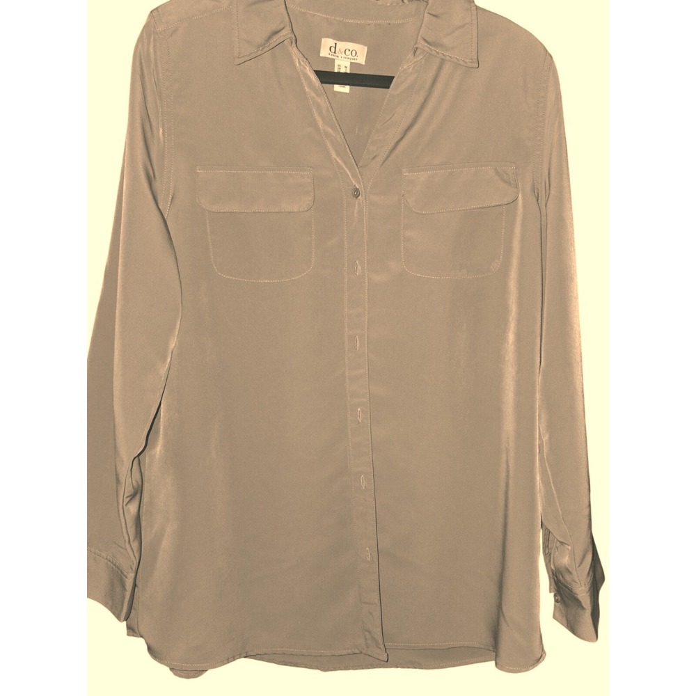 Denim & Co Button Down Shirt Womens Medium Taupe Tan  Carmel Earth Tone